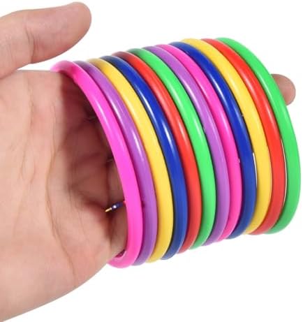 OBTANIM 12 Pcs Plastic 3 Inch Ring Toss Game for Kids and Outdoor Toss Rings for Speed and Agility Practice Game, Random Colors