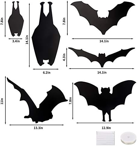CCINEE Halloween Bat Decoration,Large Hanging Bat Wall Decal Window Door Entryway Sticker for Party Favor Supply,24PCS