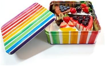 Yopay 3 Pack Metal Cookie Tin with Lid, Square Baking Cake Gift Tins for Patisseries, 7" x 7" x 2.76" Candy Brownies Snacks Chocolate Storage Container for Christmas Easter Thanks Giving Holiday