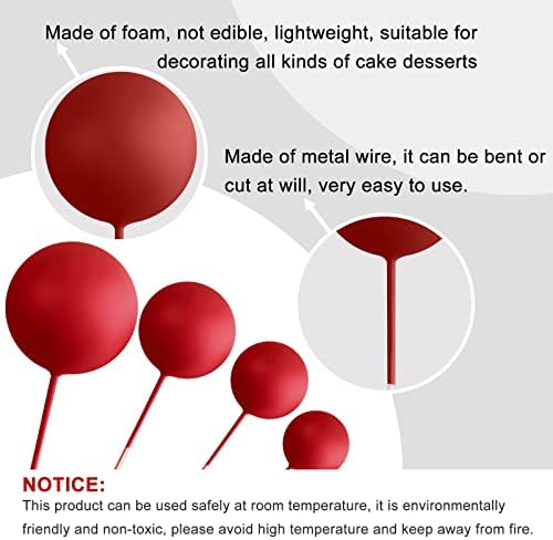 ASTARON 20 Pcs Foam Red Balls Cake Topper Decorations for Birthday Cake