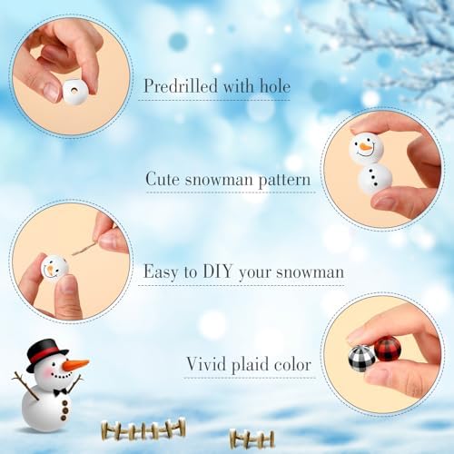 Landical 180 Piece Christmas Crafts Snowman Wooden Bead DIY, Classic Color