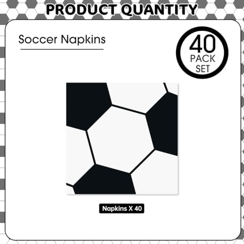 40 Pcs Soccer Napkins - Disposable Soccer Themed Party Decor Supplies, Soccer Ball Design Paper Napkins for Sport GameDay Birthday Party Favors Decorations