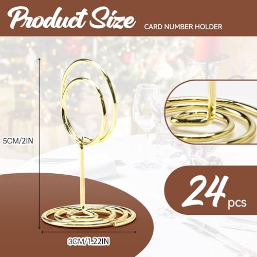 Table Number Holders, 24PCS Mini Place Card Holders-Gold