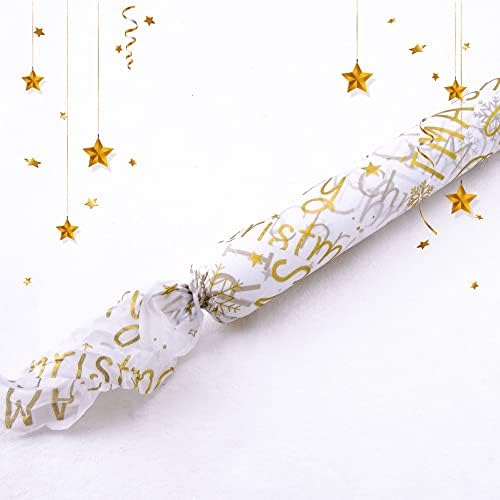 MR FIVE 60 Sheets White with Gold Merry Christmas Tissue Paper Bulk,20" x 14",Gold Christmas Tissue Paper for Gift Bags,Xmas Party