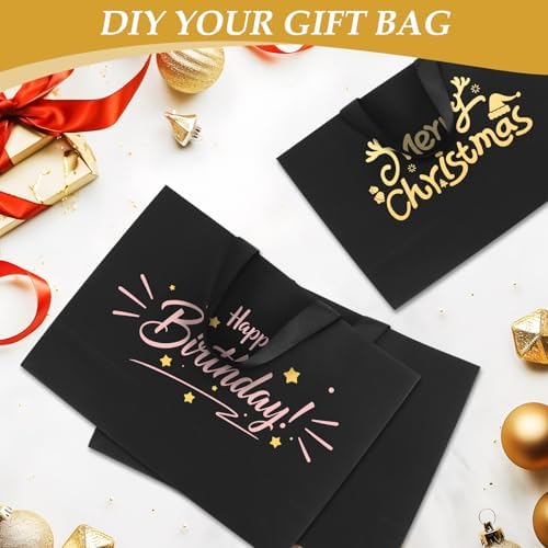 Epoesch 6 Pack Extra Large Black Gift Bags with Handles and Tissue Papers