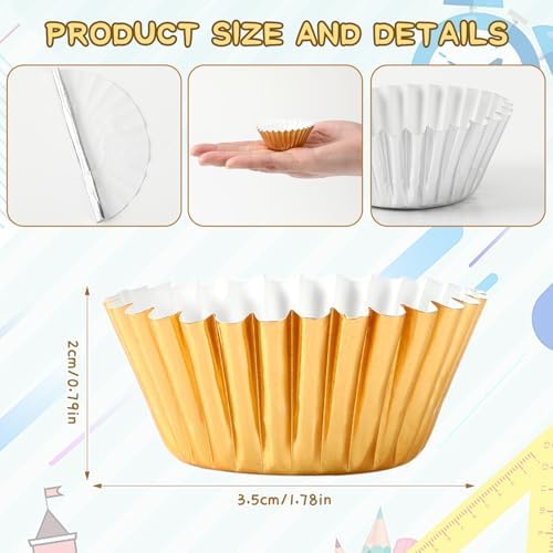 AUGSUN 400pcs Mini Foil Cupcake Liners Golden Silver Black
