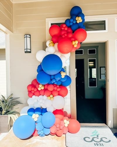 Red White and Blue Balloons Arch Kit 124pcs different sizes