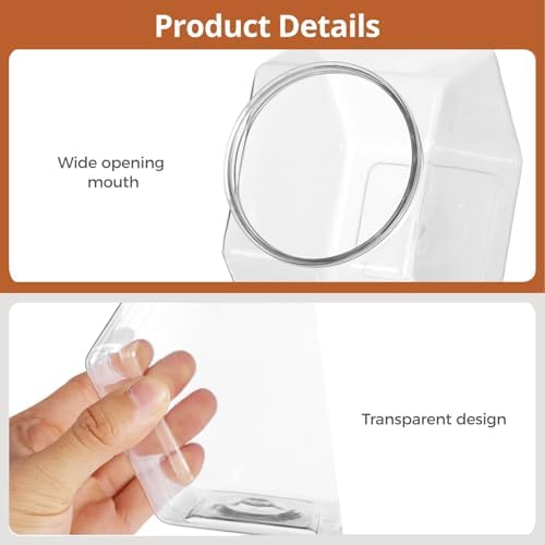 8 PCS Plastic Candy Jars, Clear Cookie Jars with Lids, Hexagon Cookie Jars for Kitchen Counter, Reusable Coffee Candy Buffet for Snacks, Cookie, Dog Treats, Coffee Pod(30 OZ)