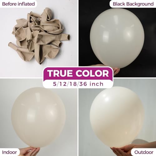 Bezente White Sand Latex Matte Party Balloons 150 Pack 5 inch Small