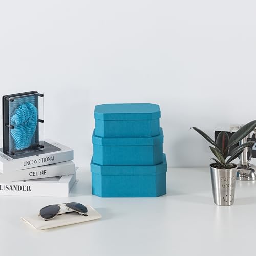 Soul & Lane - Blue Decorative Nesting Storage Boxes with Lids, Set of 3