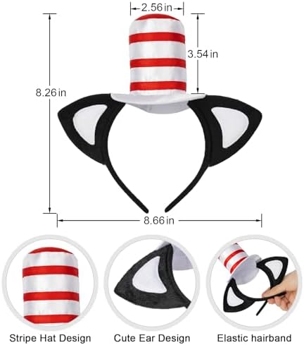 Cat Costume Accessories Set with Cat Ears Headband and Bow Tie for Adults
