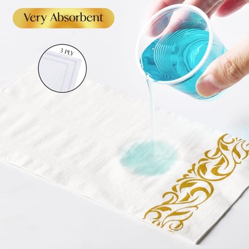 Vplus 400 Pack Paper Napkins, Soft Disposable Dinner Napkins, 3 Ply, Gold