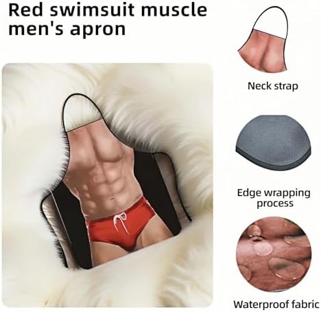 Hilarious Muscle Man Apron for Men - Adjustable Waterproof BBQ Apron, White Elephant Present for Husband and Dad