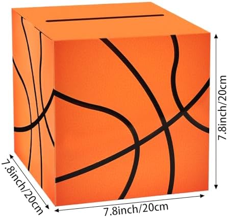 Basketball Card Box Sports Party Favors Post Box Cardboard Receiving Money Holder for Basketball Theme Wedding Reception, Baby Showers, Anniversary, Birthday Party, Table Centerpiece Decorations