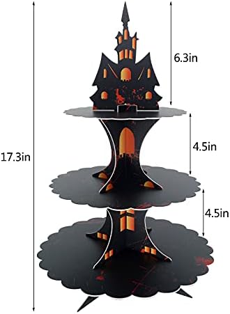 3 Tier Halloween Cupcake Stand Cardboard Gothic Tower Decorations