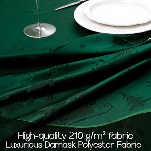 Romanstile Green Christmas Jacquard Rectangle Tablecloth, 60 x 120 Inch
