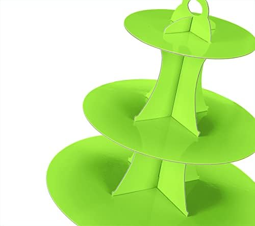 YLDW Cupcake Stand 2Pcs, 3-Tier Cupcake Stand Display, Cardboard Cup Cake Tower Stand, Disposable Dessert Stand for Birthday Tea Party Baby Shower Treat Decorations, Green