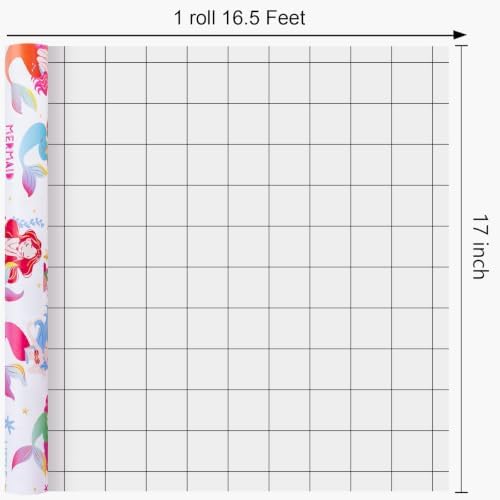 MAYPLUSS Girl Gift Wrapping Paper, 17in x 16.5ft Mermaid Gift Wrap