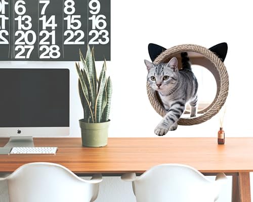 FLFK Cute Cat Wall Decor Decal - Removable Peel and Stick Cat Sticker with 3D Effect for Toilet Kitchen Offices, Tabby Walking