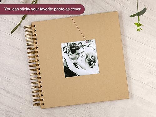 potricher 10 x 10 Inch DIY Scrapbook Photo Album 80 Pages, Yellow