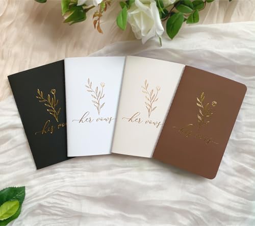 Vow Books Set of 2 Elegant His and Hers Vow Books 48 Pages Wedding Notebook With Plenty of Pages to Write Vows Wedding Vow Books with Gold Foil Floral Lettering Wedding Essentials for Bride Groom