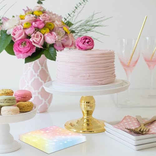 50 Pcs Pastel Paper Napkins 6.5 x 6.5 Inches, Rainbow Theme Disposable Luncheon Dinner Party Napkins Cocktail Napkin for Baby Shower Weddings Birthday Party Decorations (Pastel)