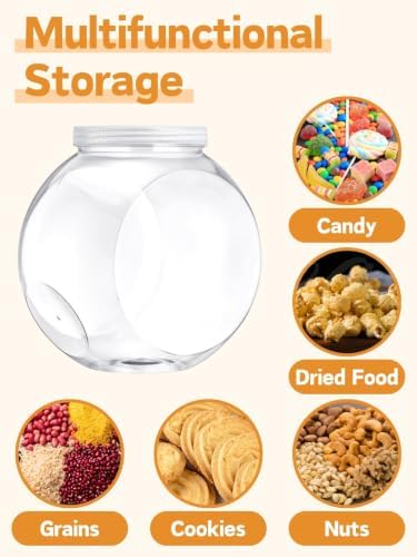 6PCS 34oz Plastics Candy Jars for Candy Buffet, 1000ml Plastic Cookie Jars with Lids Clear for Candy Bar Supplies, Coffee Holder Food Storage