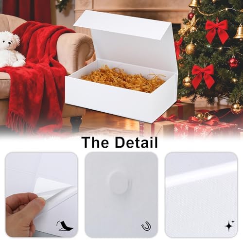 Tlpmsk White Gift Boxes With Lids,9.7×7.2×3.3 Inch Magnetic Box for Present