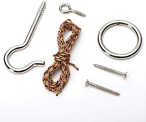 Hook and Ring Swing DIY Kit Heavy-Duty Hardware and String Ring Toss Game Indoor – Outdoor（Set-up Instruction Included）