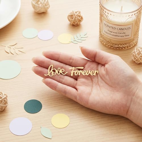 100 PCS Greenery Wedding Table Confetti with Gold Love Forever Letters
