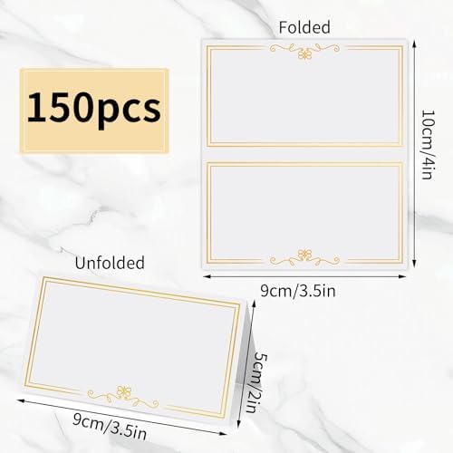 150Pcs Place Cards for Table Setting Wedding Cards with Gold Foil Border