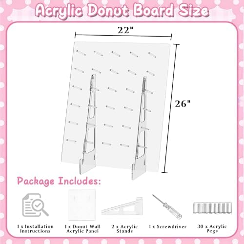 Nalwort Donut Wall Display Stand, Acrylic Donut Board Holds 60 Donuts, Large Donut Stand, Donut Holder Stand for Dessert Table, Dessert Display Stands for Party, Wedding Decor