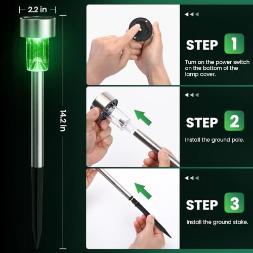 GIGALUMI Green Solar Pathway Lights, 20-Pack Outdoor Halloween Decor