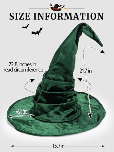 Ultrafun Women's Large Ruched Witch Hat Halloween Black Witch Wizard Hat Costume Accessory Adult