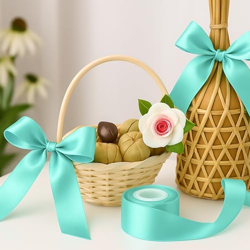 1 1/2 in 30 Yards Mint Blue Ribbon for Gift Wrapping Easter Birthday Decor