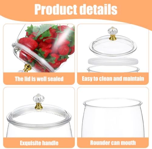 COMNICO 2 Pcs Candy Jars with Lids, Clear Plastic Cookie Airtight Sealed Storage Apothecary Containers Candy Buffet Container for Wedding Home Kitchen Bar Decoration Coffee Cereal Pasta Snack