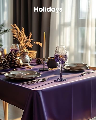 Pureegg Plastic Table Cloth Disposable 8 Pack 54 x 108 Inch, Purple