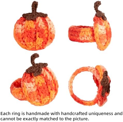 Set of 8 Pumpkin Napkin Rings, Fall Napkin Rings Thanksgiving Halloween Napkin Ring Holder, Handcrafted Crochet Napkin Holders for Thanksgiving Dinner Table Décor (8, Gradient)