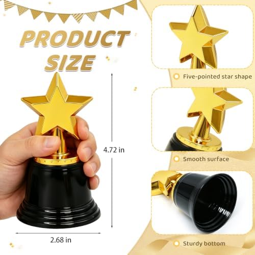 24 Pack Mini Star Trophy Awards with Stickers & Marker