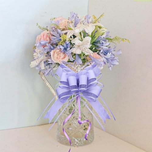 WEWILUCK Fancy Light Purple Pull Bows for Gift Wrapping, 6 Inch, 15 Pack