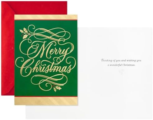 Hallmark Christmas Cards, 40-Pack with Envelopes (Green and Gold)
