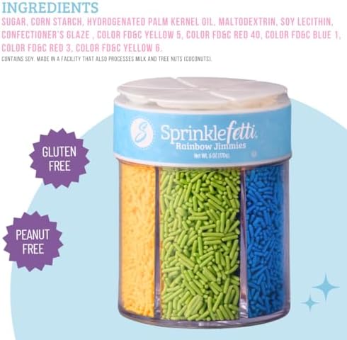 Sweets Indeed Rainbow Jimmies Sprinkles for Baking & Decorating, 6.45 oz