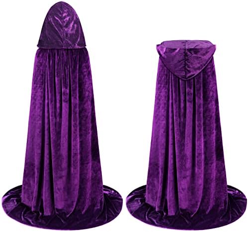 Sarfel Hooded Cloak Velvet Cape with Hood Halloween Capes Women Witch Costume Vampire Cloak Wizard Robe Men Cosplay Costume