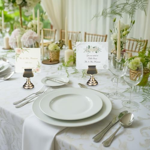 Kathfly 36 Pcs Wedding Table Number Holders Metal Bronze Place Card Holder