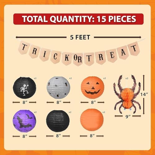 Mudra Crafts Spider Bat Skeleton Pumpkin Paper Lantern Halloween Decoration