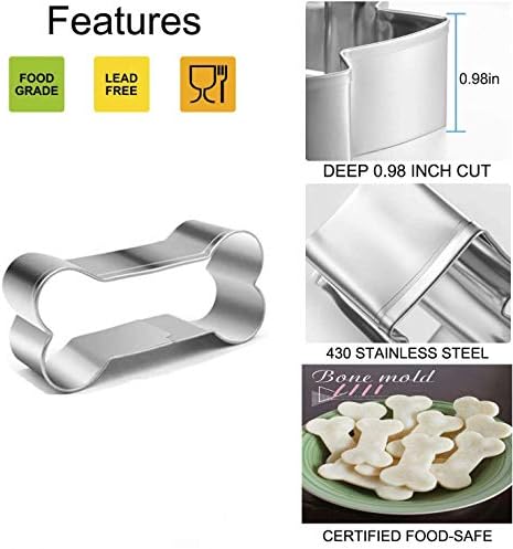 Dog Treats Cookie Cutters,Dog Bone Shape Cookie Cutters set Stainless Steel Biscuit Mold for Dog Cat Homemade Treats