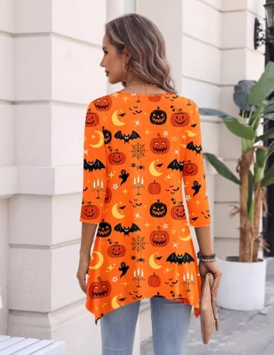 Zeagoo Womens Tops 3/4 Sleeve Loose Fit Dressy Tunics Plus Size Boho Shirts
