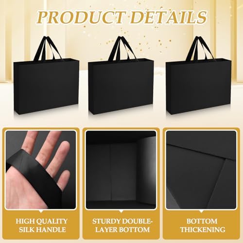 Epoesch 3 Pack Extra Large Black Gift Bags with Handles and Tissue Papers