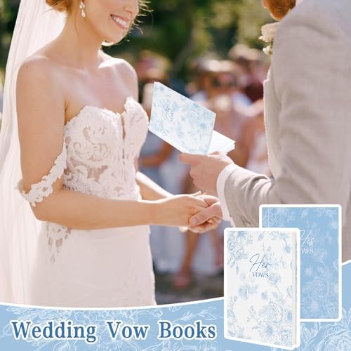 2 Pcs Vow Books His and Hers Floral Wedding Vow Books with 60 Pages