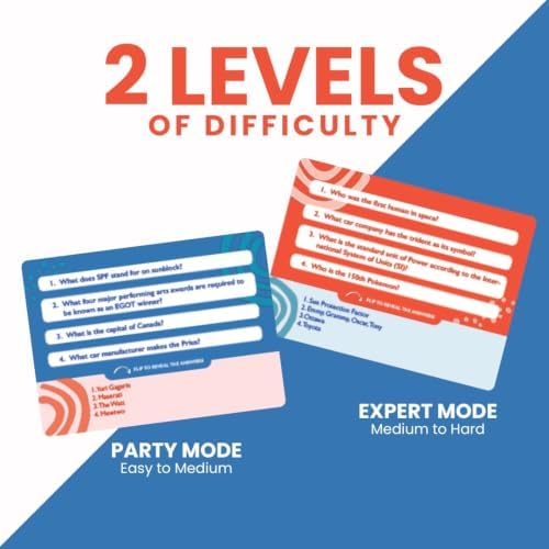 Trivia for Everyone - Trivia Game for Adults & Teens, 1500+ Questions & 2 Difficulty Levels - Fun Family Card Game for Game Night, Parties & Travel - Gift Idea